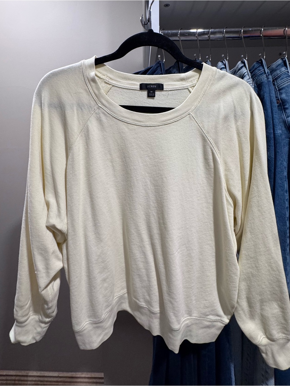 J. Crew lightweight Pale Yellow Crewneck Sweatshirt